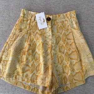 yellow snakeskin print boutique shorts